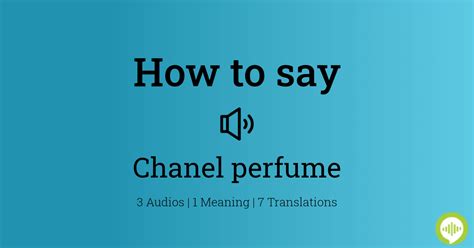 chanel perfume how to pronounce.